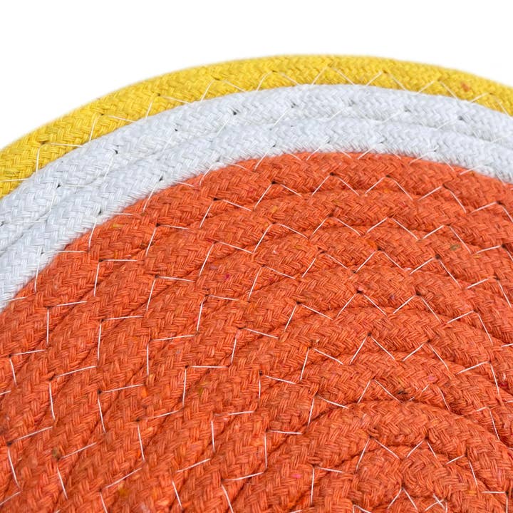 home mart goods – wholesale Trivet – Orange Yellow Round Woven Cotton Trivets Placemats Potholder