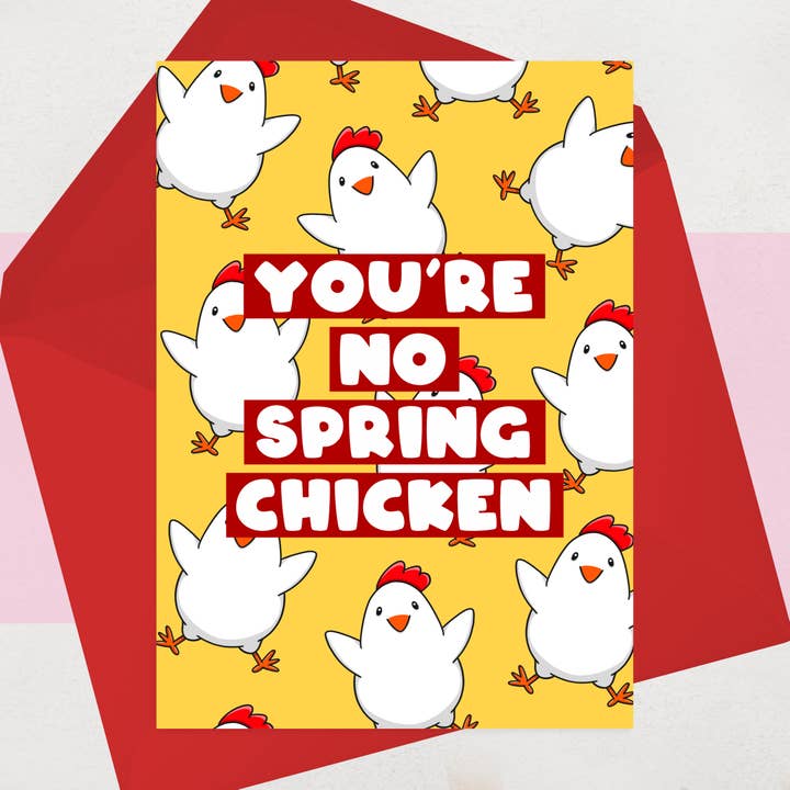 Carte d'anniversaire Spring Chicken - Cartes de vœux amusantes pour la vente par OCD Greeting Cards