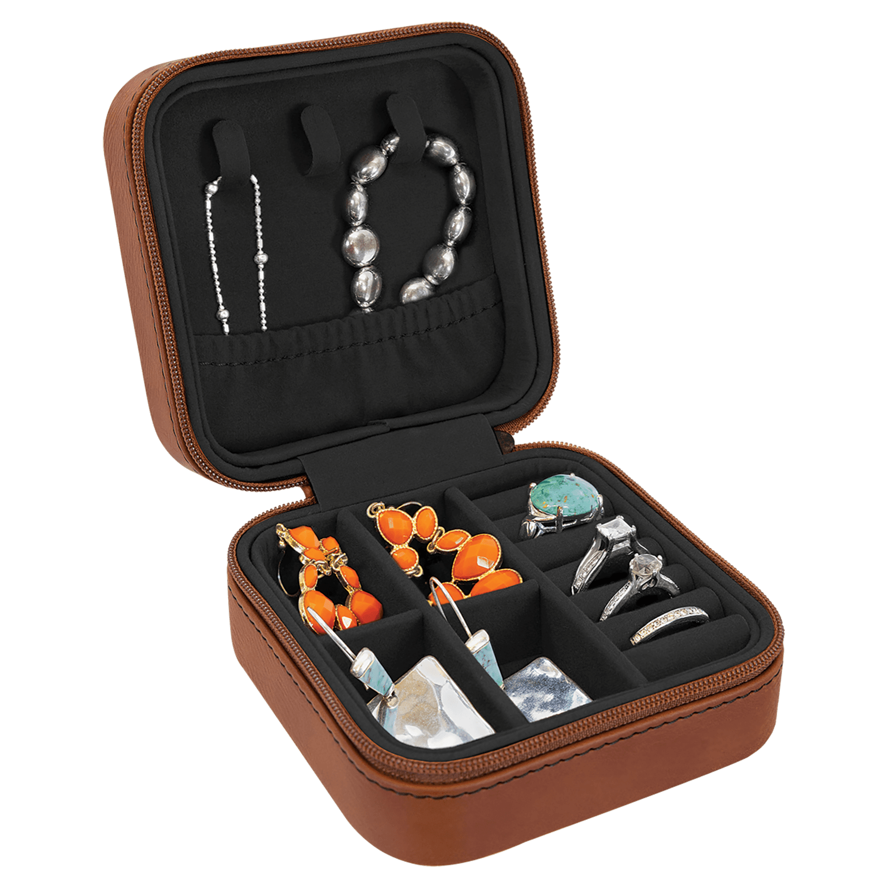 The Rural Home – Engroshandel Smykkesskrin – Brugerdefineret lasergraveret imiteret læder rejse smykkeskrin7