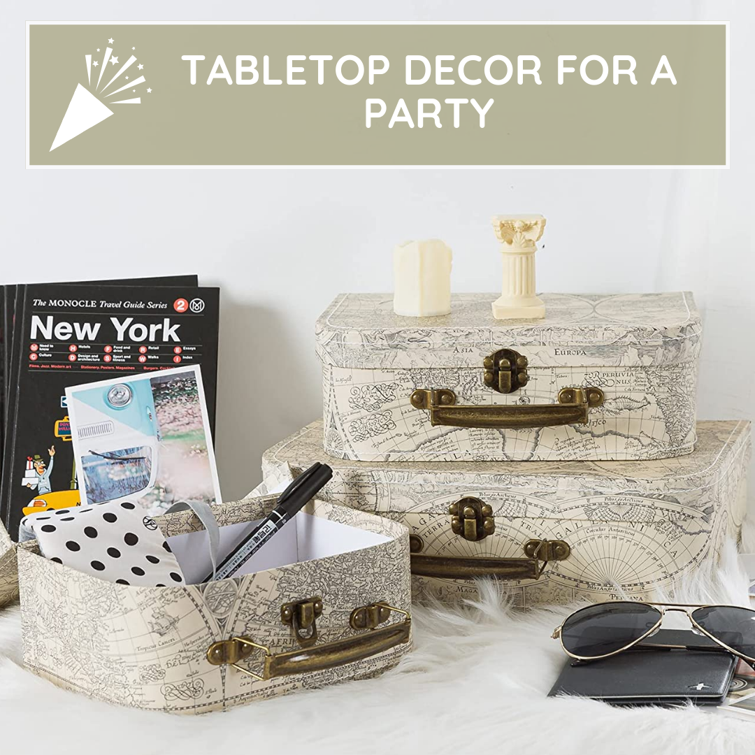 Soul & Lane - Wholesale Decorative Box - Set of 3 Cardboard Storage Suitcase Style Decorative Boxes6