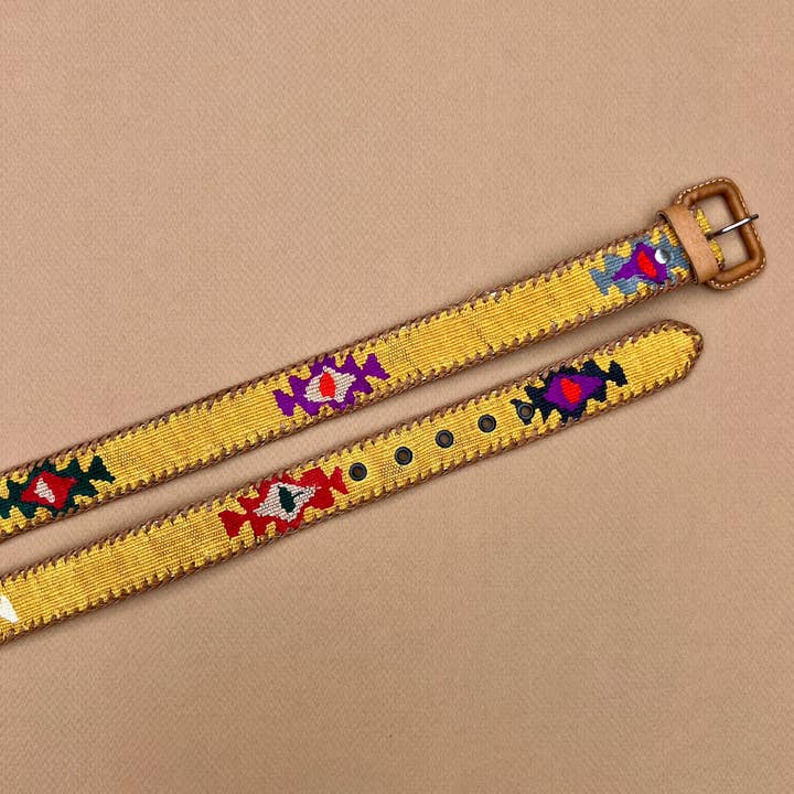 Intertwined: Handmade for Good - Wholesale Belt - Women's - Gold Handwoven Guatemalan Whip-Stitched Belt