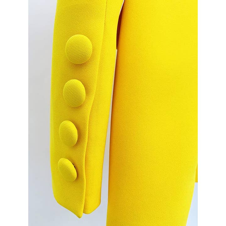 Xiomara Hollow Back Rhinestone Trim Yellow Long Blazer for wholesale on Faire8