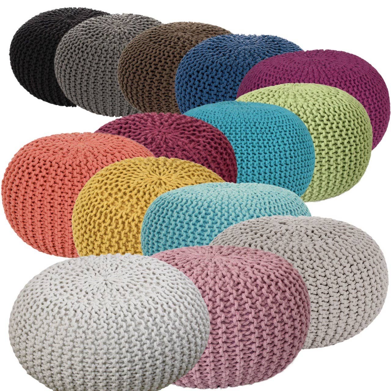 Voglrieder - Wholesale Pouf - Pouf, diameter 55 cm, knitted stool, pouf, pouf, floor cushion, large81