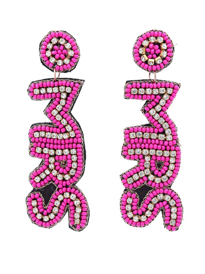 Letter Mrs. Beaded Drop Earrings for wholesale by Urbanista Outlet