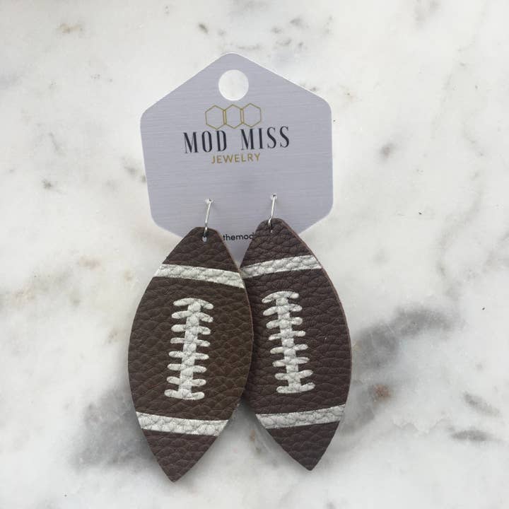 Leather Earrings '' Footballs'' for wholesale by The Mod Miss