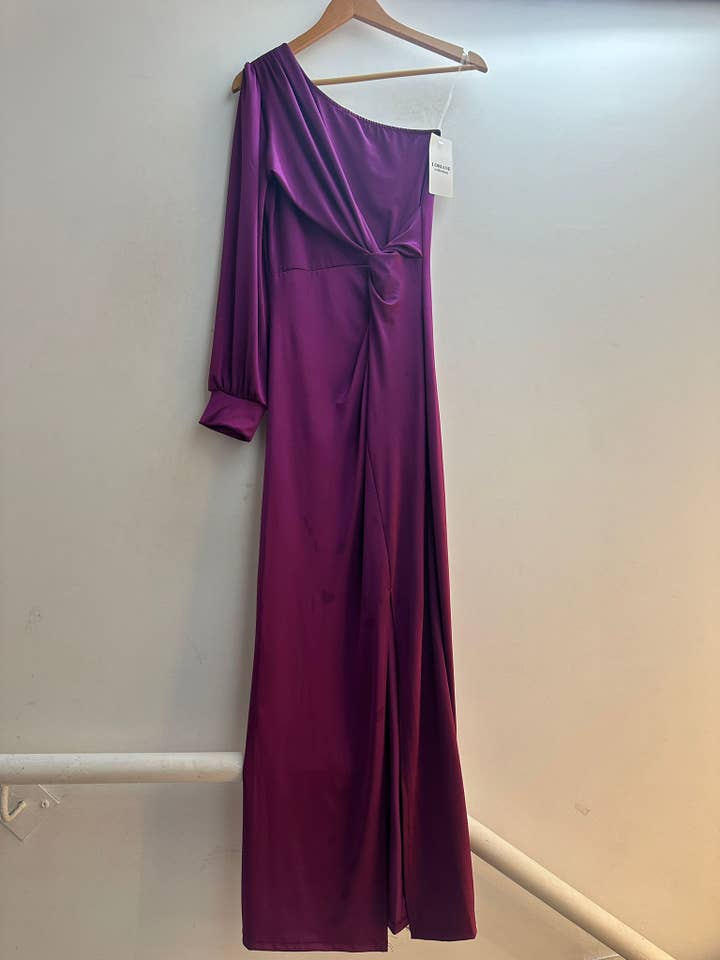 LORIANE – Engroshandel Kjole - Dame – 9724 Lang ensfarvet kjole4