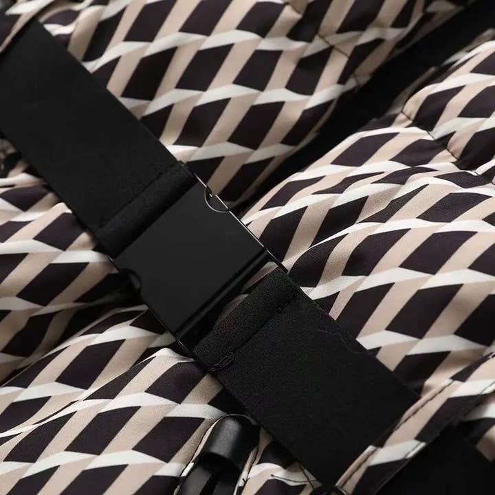 Rosa Clothing - Wholesale Coat - Women's - Printed hooded ski padded quilted jacket with belt7