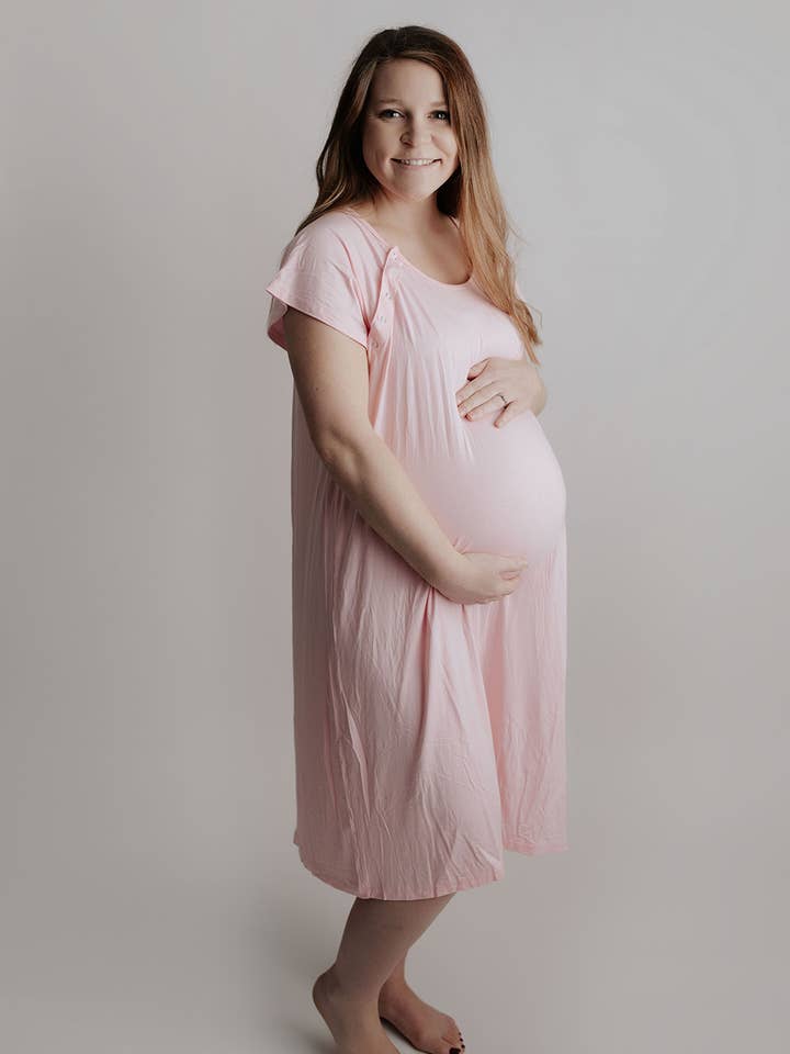 Three Little Tots - Wholesale Dress - Maternity - Light Pink Mommy Labor and Delivery/ Nursing Gown8