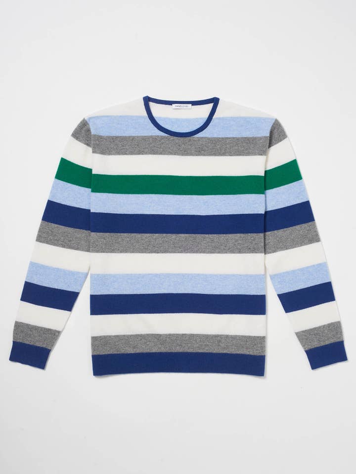 Hand and Jones – wholesale Knitted jumper – Men′s – Cashmere Stripe Sweater3
