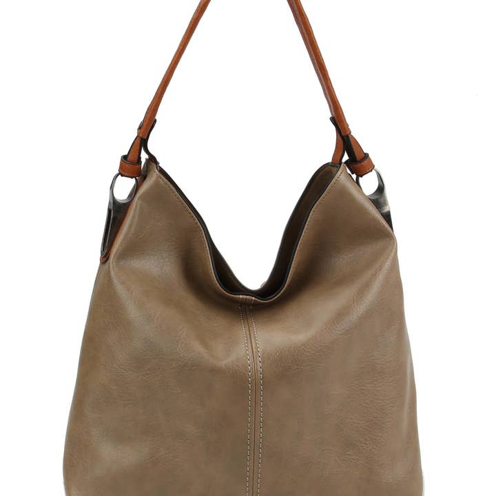 MiMi Wholesale - Wholesale Shoulder Bag - Women's - LHL001-2 Side Metal Accent Hobo Bag