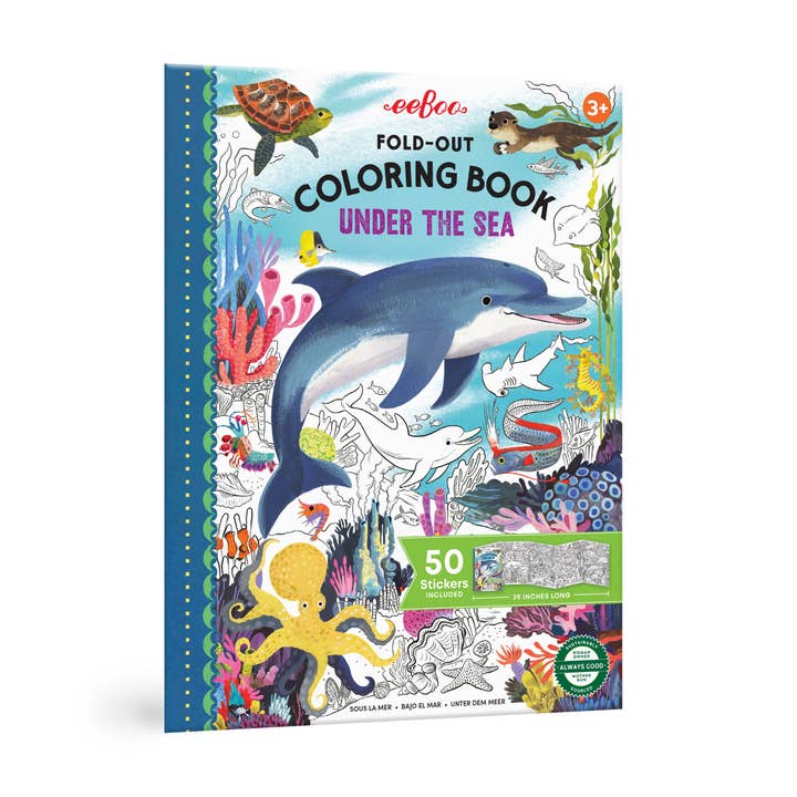 eeBoo Under the Sea vikbar färgläggningsbok med klistermärken för wholesale av eeBoo
