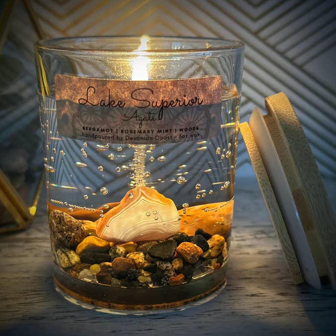 Devonian Coast - Wholesale Novelty Candle - Lake Superior Agate Gel Candle – Medium 6oz Wax1