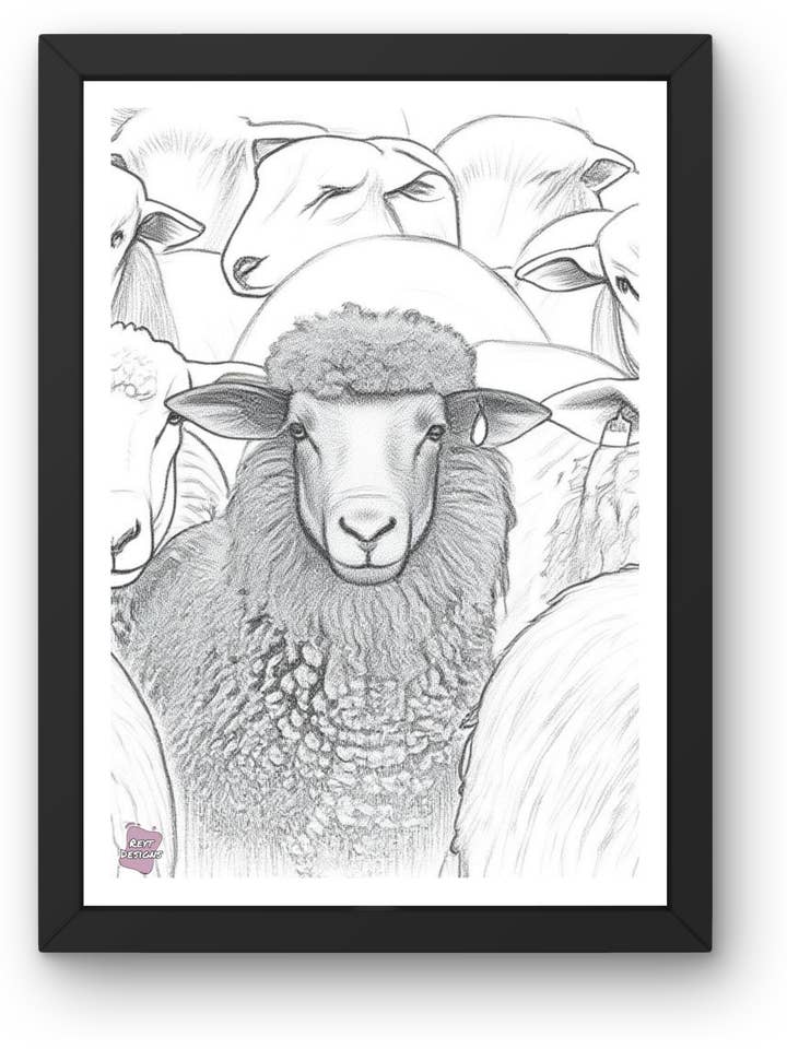 Black sheep sketch - Portrait Poster Wall Art for wholesale by Reyt Designs
