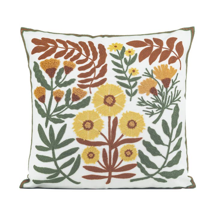 Embroidery flower cushion cover for wholesale by Home and haven