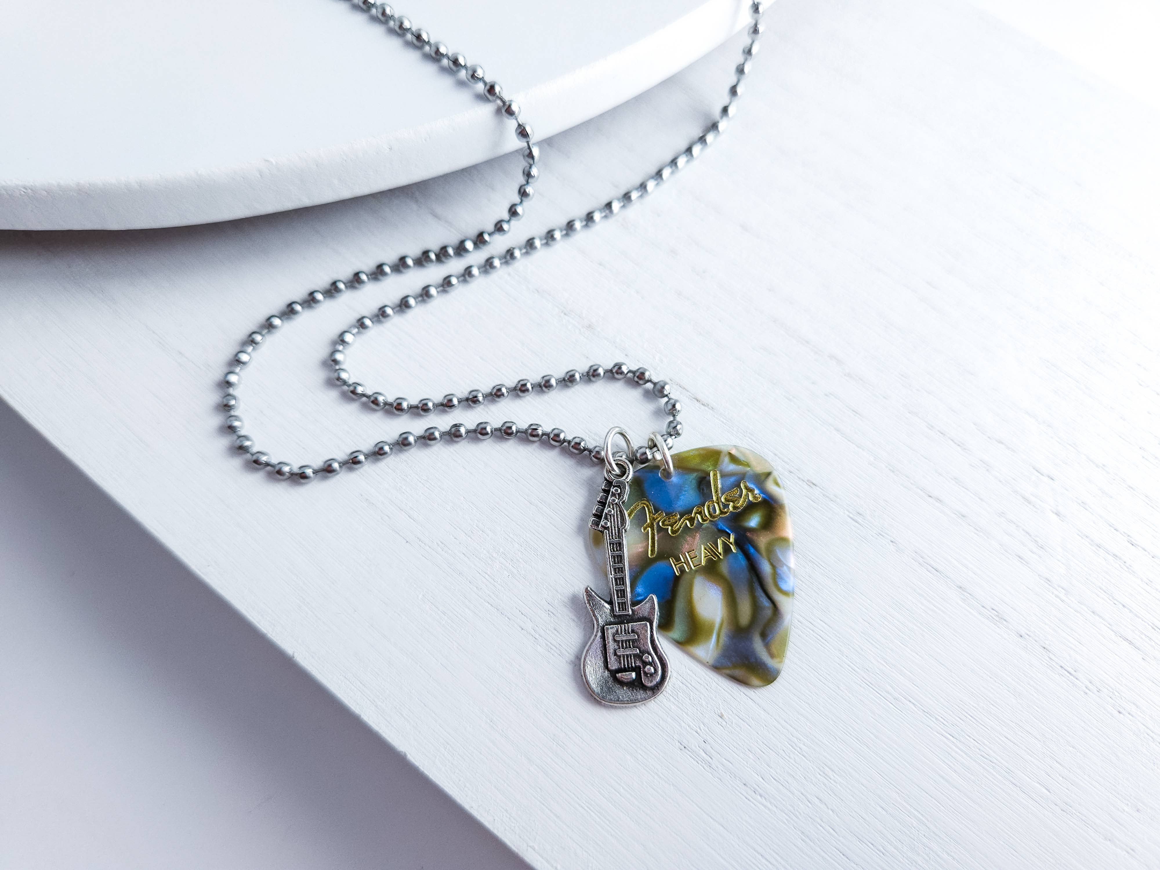 Meg's Recycled Guitar - Wholesale Pendant/Charm Necklace - GUITAR PICK CHARM NECKLACE - 13 COLORS1