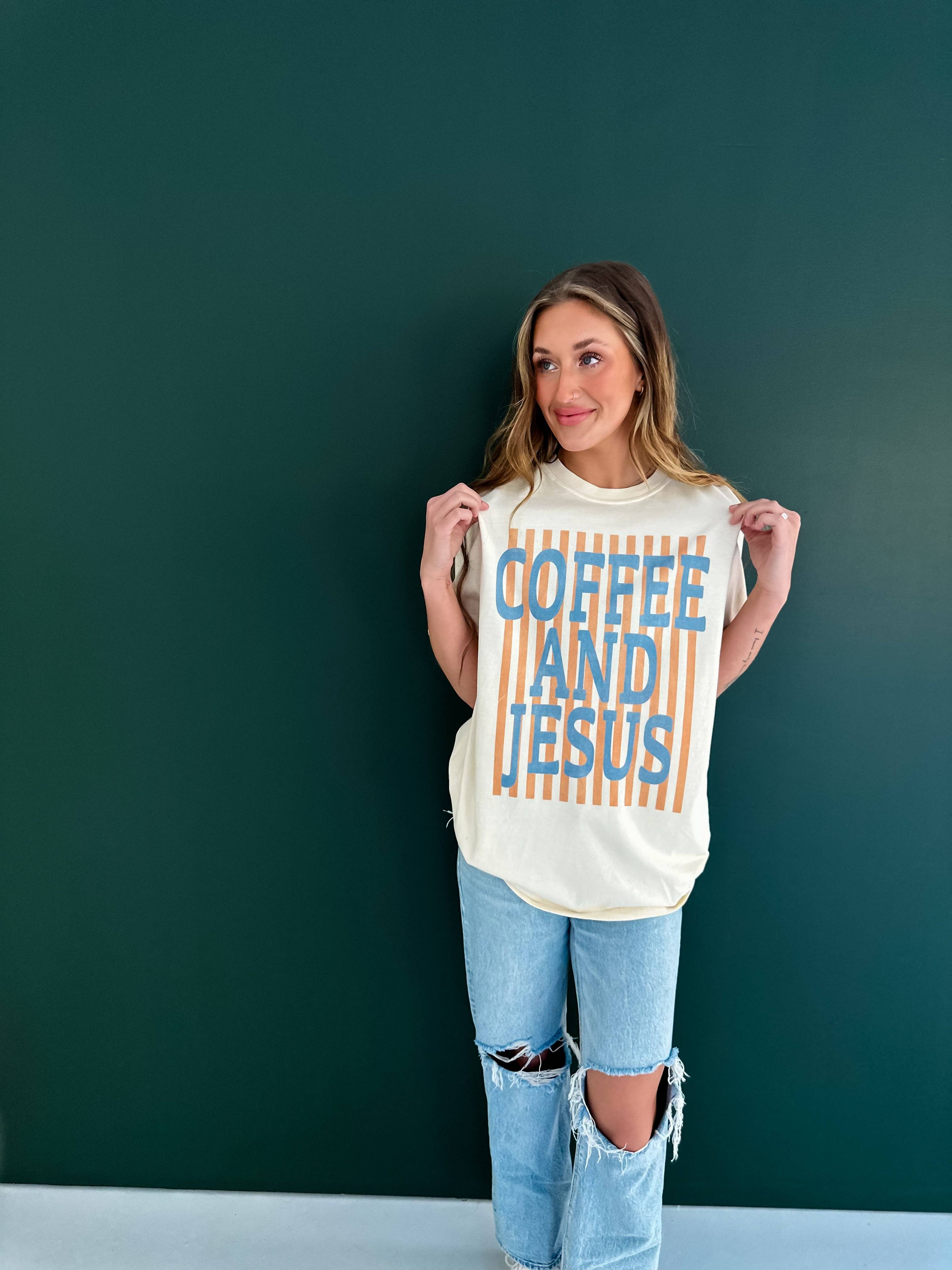 Ivory Coffee and Jesus Tee for wholesale on Faire1