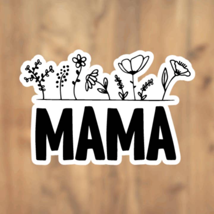 Mama Floral Text Vinyl Sticker | Laptop Sticker | Tumbler Sticker | Phone Sticker | Water Bottle Sticker | Planner Sticker for wholesale by All for Iris