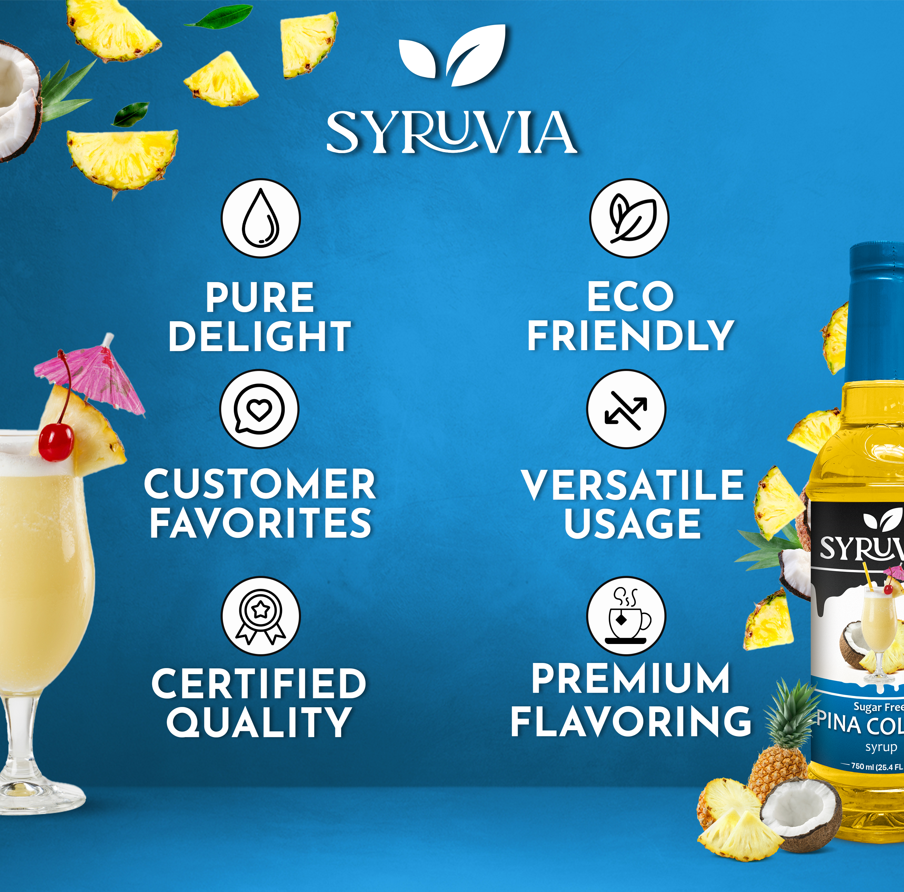 Syruvia - Wholesale Flavored Syrup - Sugar-Free Pina Colada Syrup4