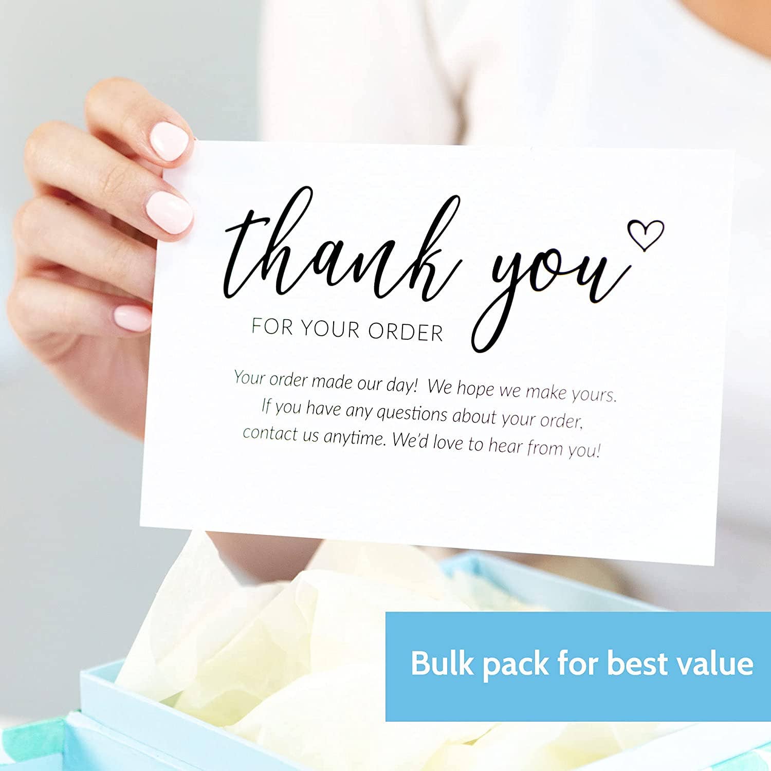 T Marie - Wholesale Thank You Card - 50 4x6" Thank You For Your Order Cards - White Bulk Inserts2