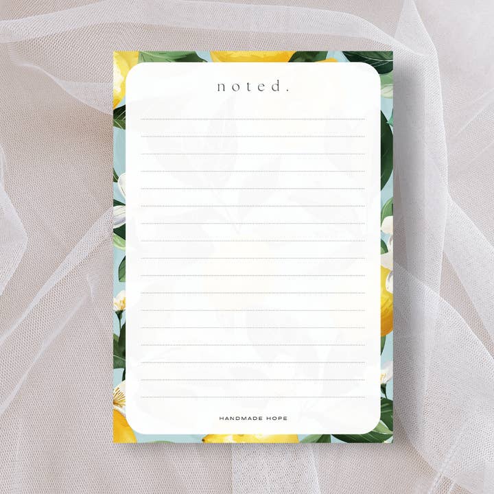 Bloc-notes simple à motif floral Summer Lemon - Choisissez parmi deux ! pour la vente par Handmade Hope