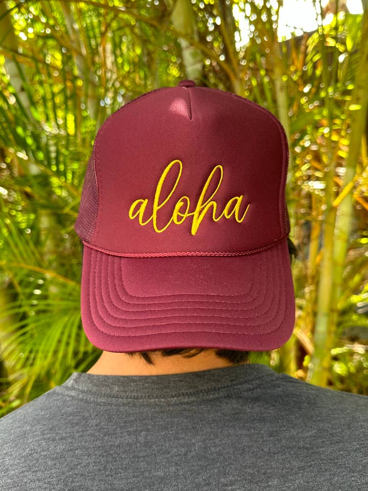 Casquette de camionneur en mousse Aloha Hawaii Casquette de camionneur Aloha Hat Aloha pour la vente par HI Family