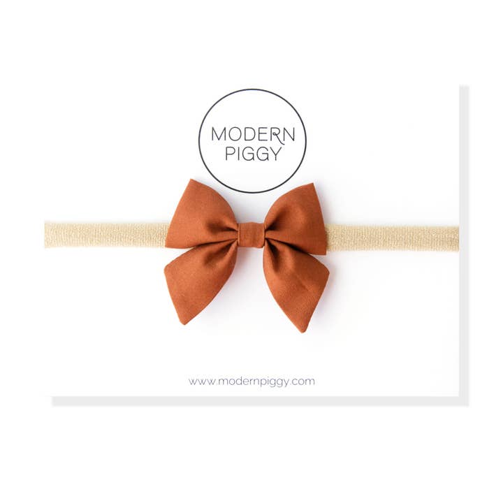 Raw Sienna | Mini Piggy Bow for wholesale by Modern Piggy