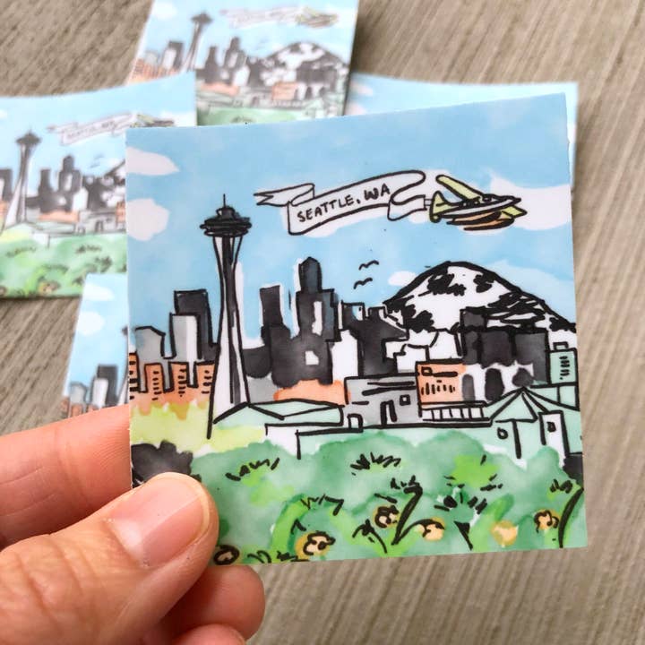 Autocollant Seattlescape pour la vente par Brightspot Design