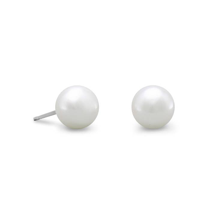 6-7mm White Cultured Freshwater Pearl Stud Earrings for wholesale by Silver Stars Collection