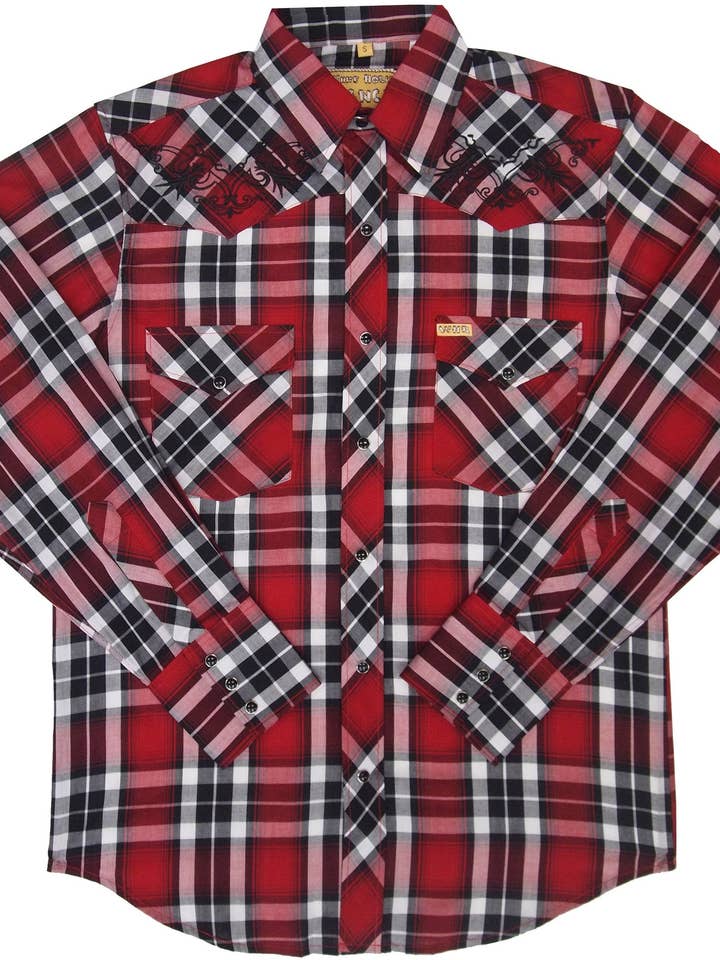 Mens Embroidery Plaid<br> 131-1835 for wholesale by White Horse Apparel