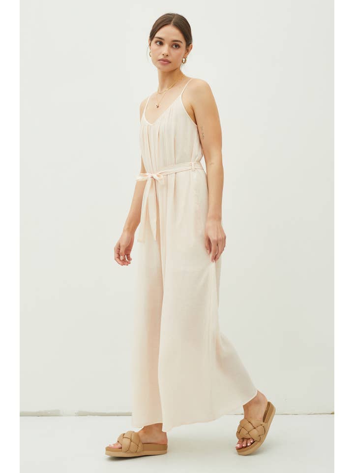 Be Cool - Wholesale Jumpsuit - Women's - LIGHTWEIGHT TIE BELT WIDE LEG CAMI JUMPSUIT