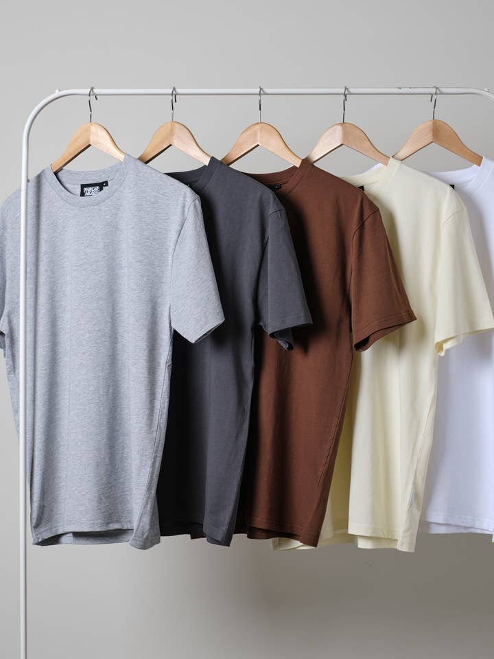 Threadheads - Wholesale T-shirt – Unisex - Classic Tee 5-Pack: Grey, Charcoal, Brown, Natural, White0