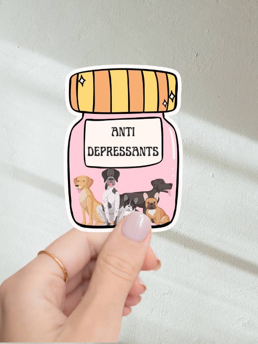 Antidepressants Dog Sticker for wholesale by The Doggy District