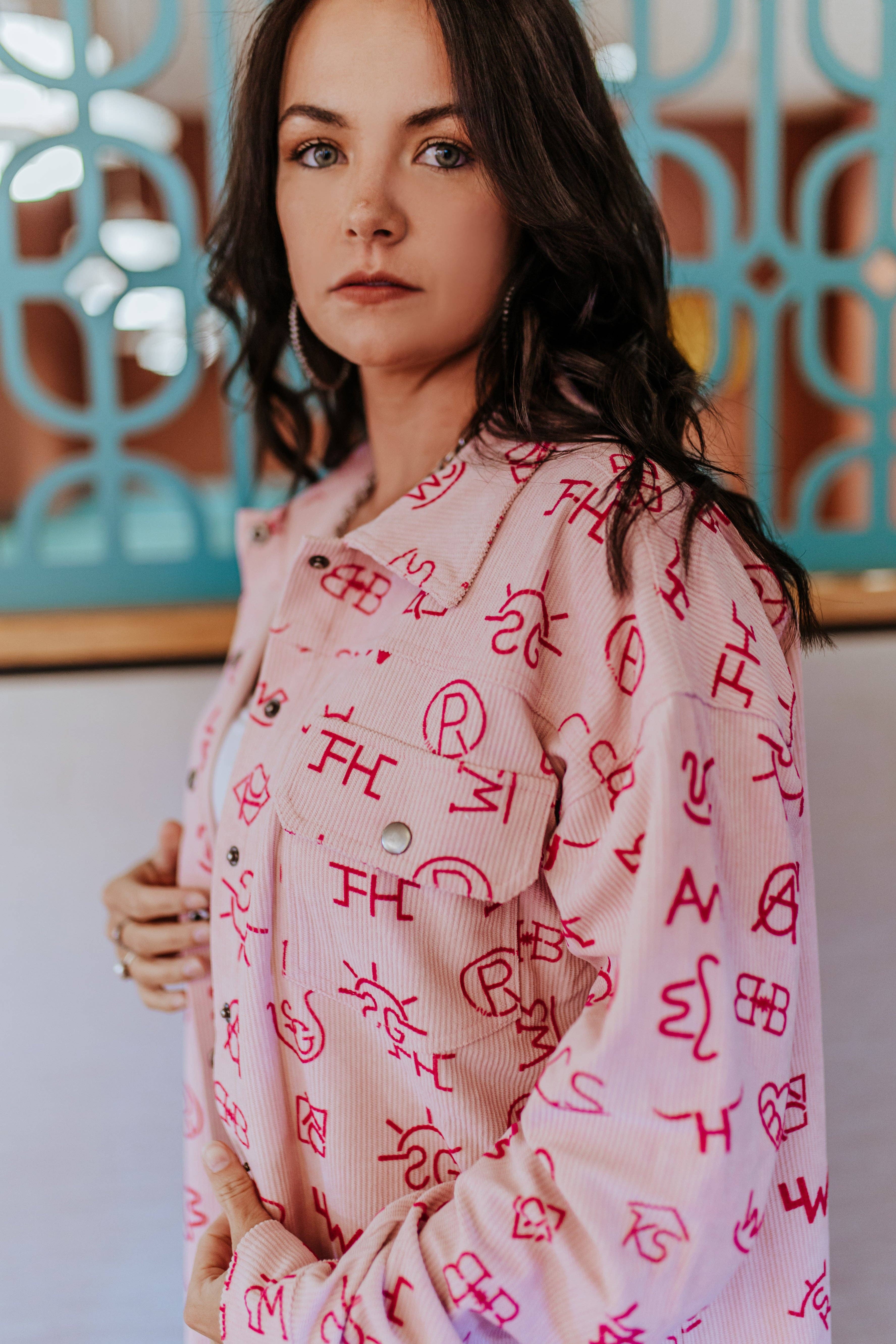 Rosa MK572 Kordjacke mit 3D-Druck und Logo für den Großhandel auf Faire2