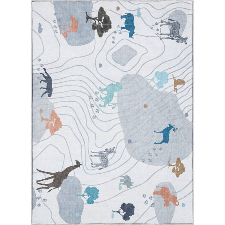 Well Woven - Wholesale Area Rug - Kids & Baby - Safari Modern Grey Kids Flat-Weave Rug