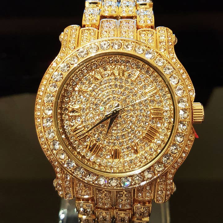 Stainless Steel Watch - Iced Put Diamond Watch for wholesale by Golden NYC Jewelry