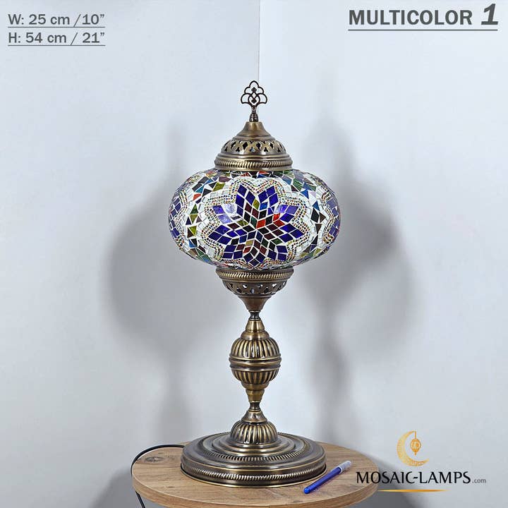 Mosaic Lamps - Wholesale Accent/Desk Lamp - 10+ Colors - Turkish Mosaic X Large Globe Table Lamp, Marrak32