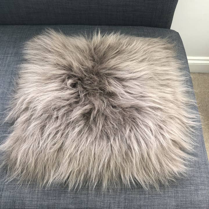 Wildash London - Wholesale Chair/Sofa Slipcover - Icelandic Sheepskin Square Seat Cover 37cm Taupe