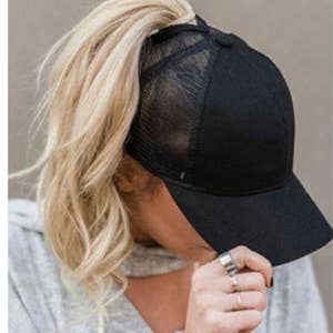 Messy bun hot sale baseball cap wholesale