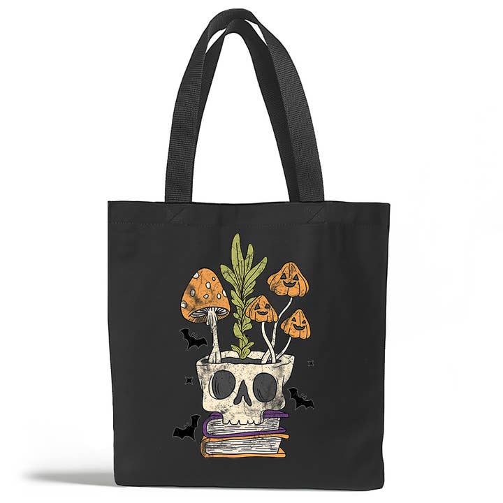 Loftipop - Wholesale Tote Bag - Women's - Retro Skull Mushroom Tote Bag, Bookish Dark Academia Gifts3