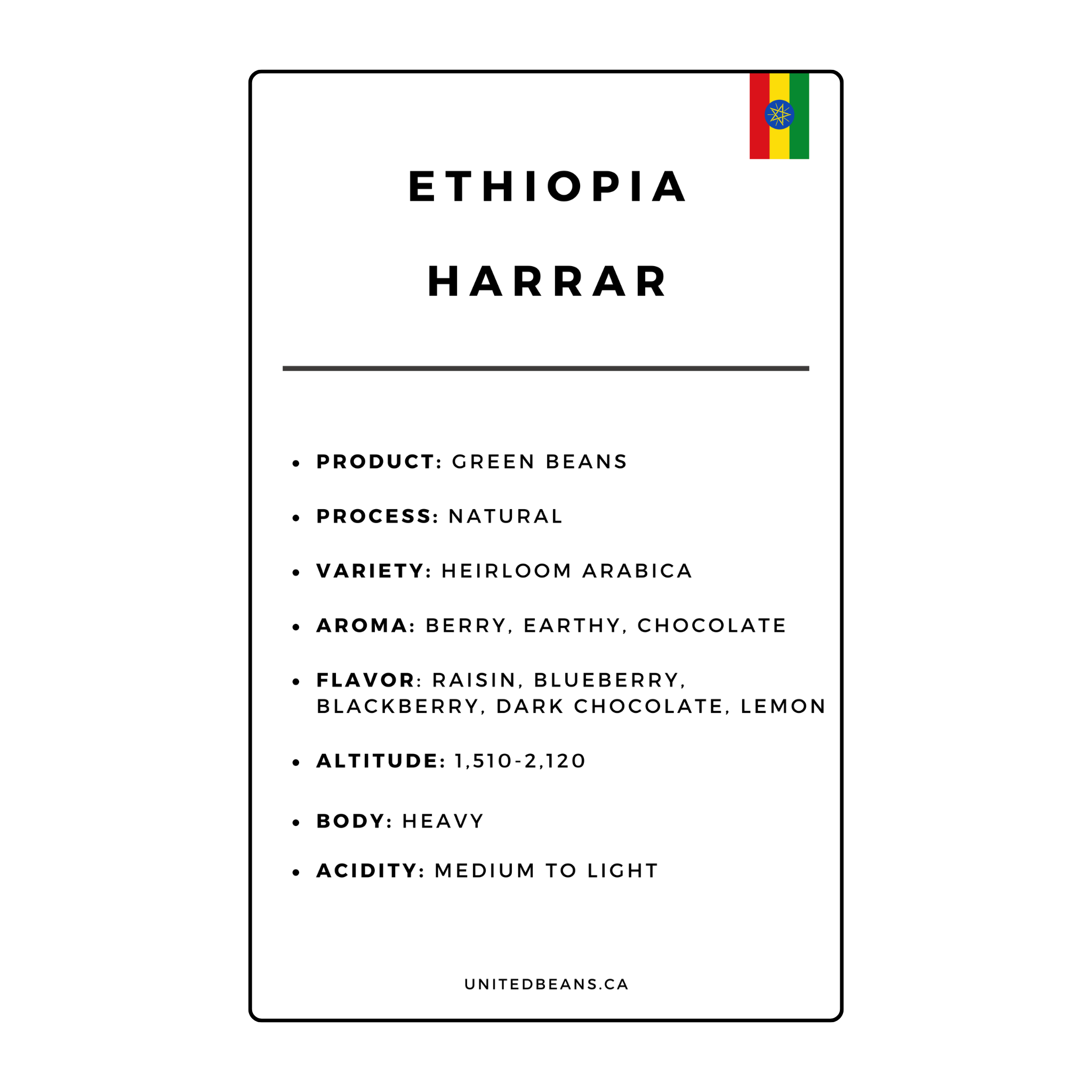 United Beans Coffee Roastery - Wholesale Coffee Beans - Green Coffee Beans | Ethiopia Harrar1