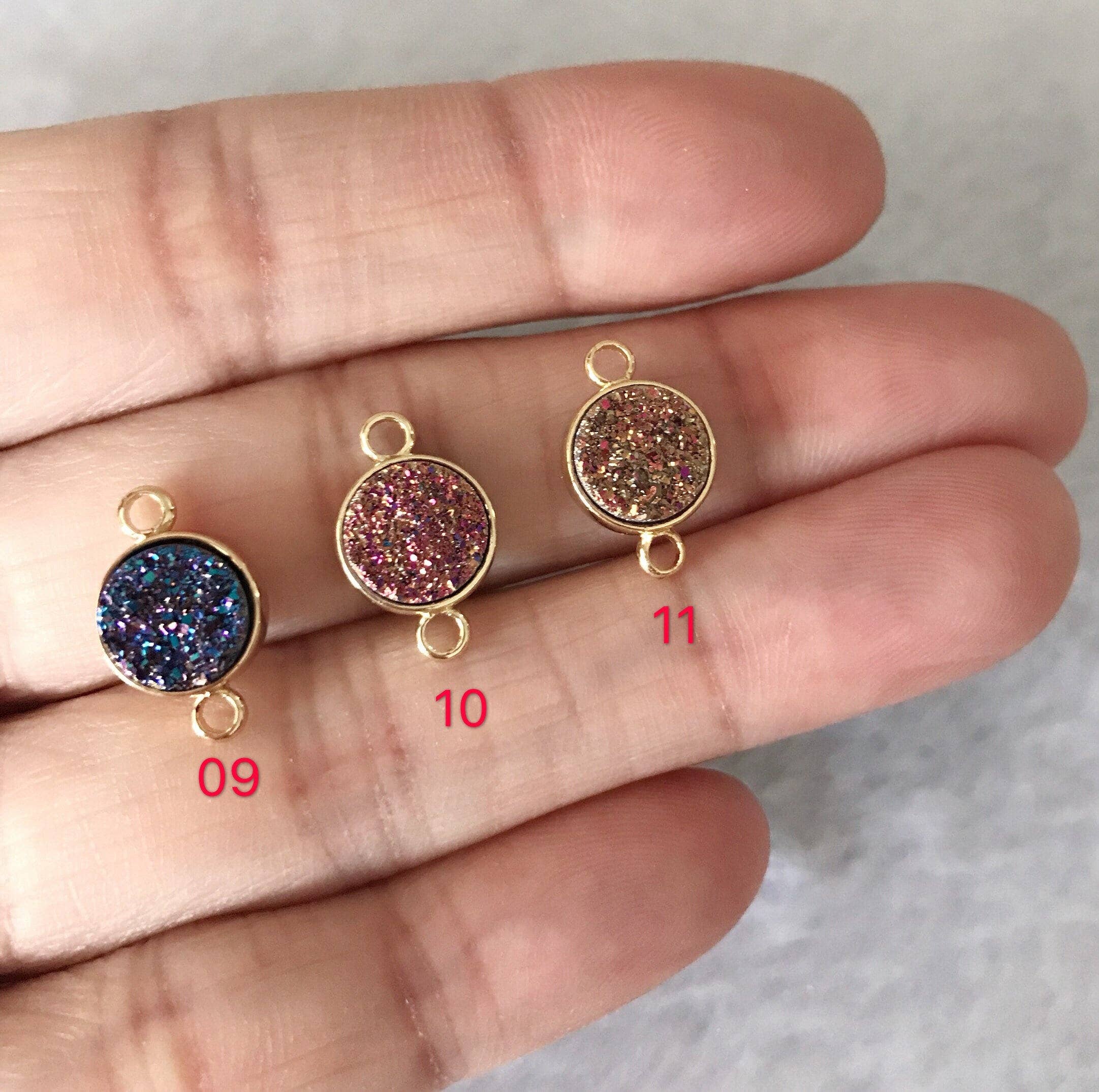 BestBeads&Beyond - Venta al por mayor Abalorios/colgantes individuales - Conector redondo drusa mística oro/plata2