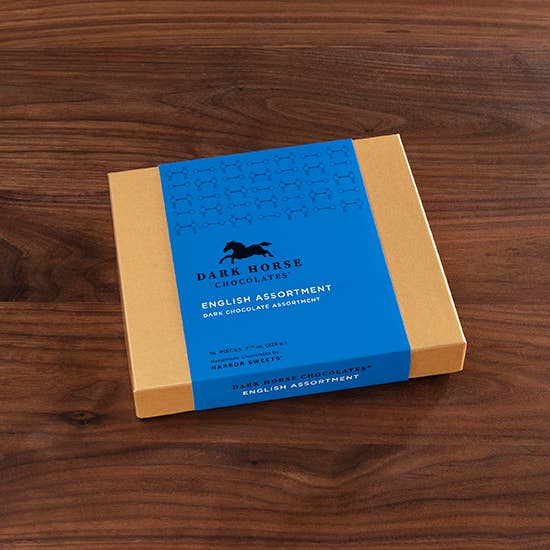 Harbor Sweets Chocolates - Wholesale Chocolate Box - Dark Horse Chocolates English Asst. in Dark Chocolate 24 pcs2
