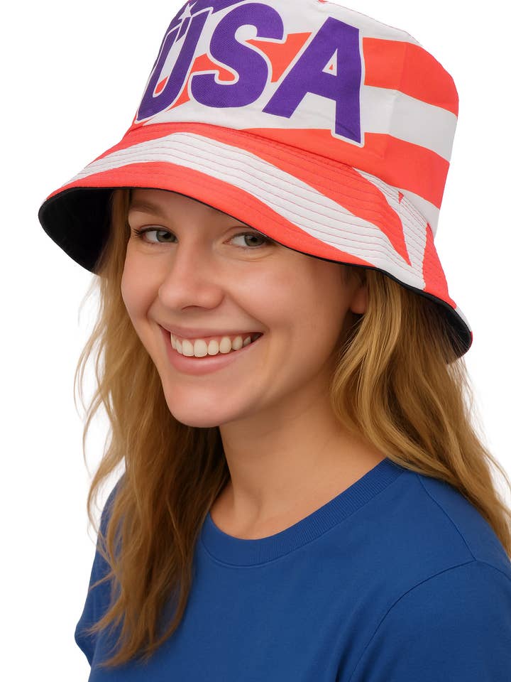 Chapeau bob en sergé réversible drapeau américain USA pour la vente par Cap Zone