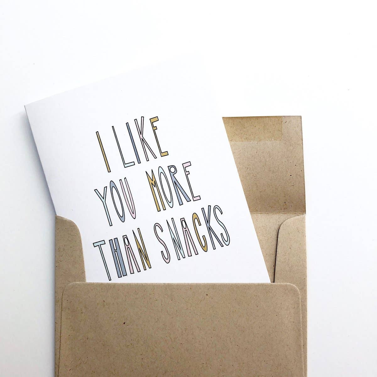 PAGEFIFTYFIVE - Wholesale Love Card - I Like You More Than Snacks Card1