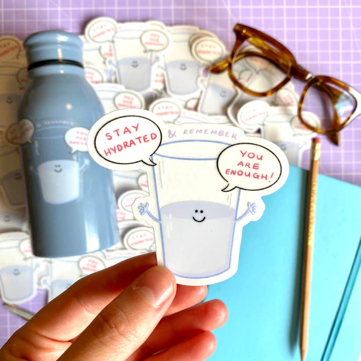 „Ophold hydreret“ diecut mærkat for engroshandel hos Afroditi's Art