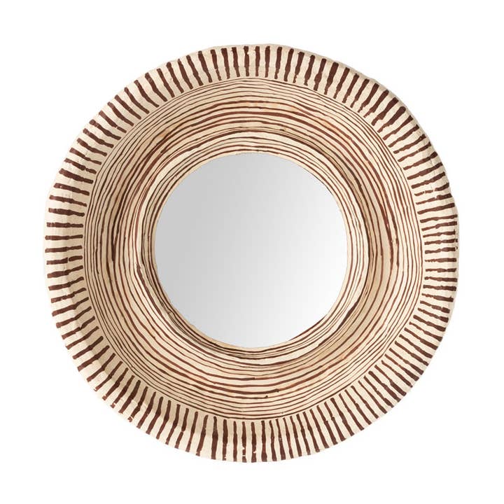 Aluna Spiegel aus weißem/braunem Pappmaché für den Großhandel von Athezza