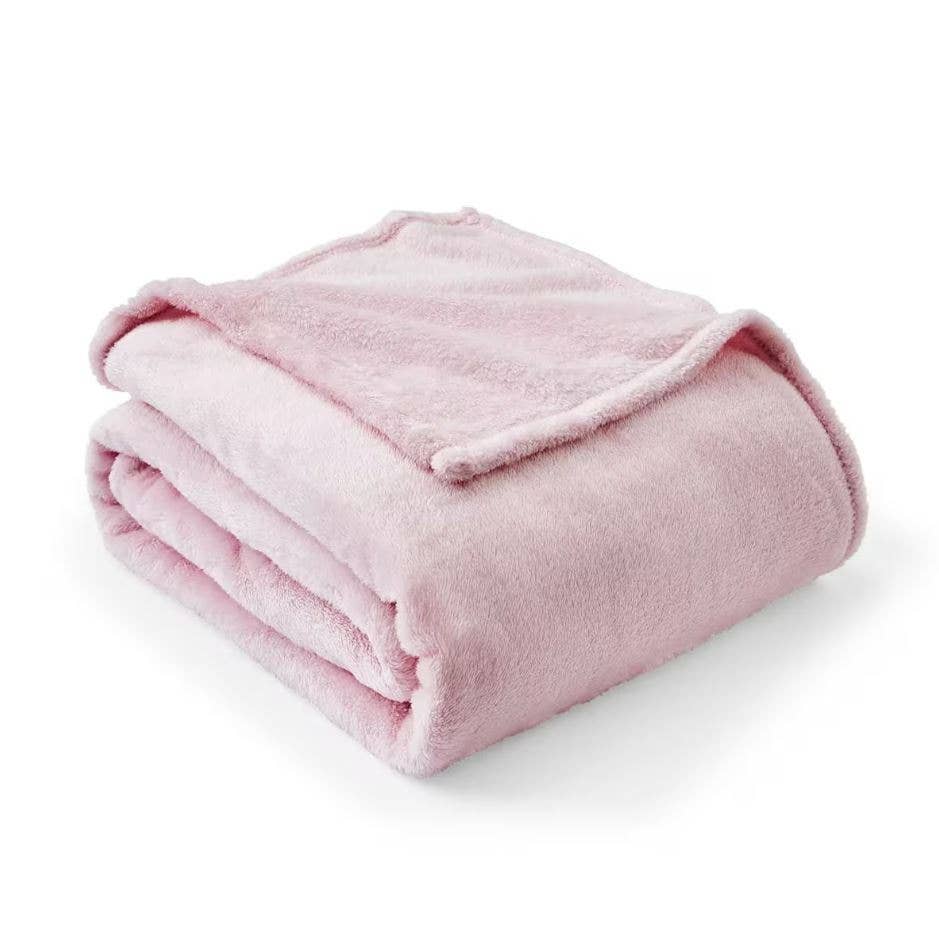 home mart goods - Wholesale Throw Blanket - 50"x60" Light Pink Textured Soft Warm Cozy Bed Throw Blanket0