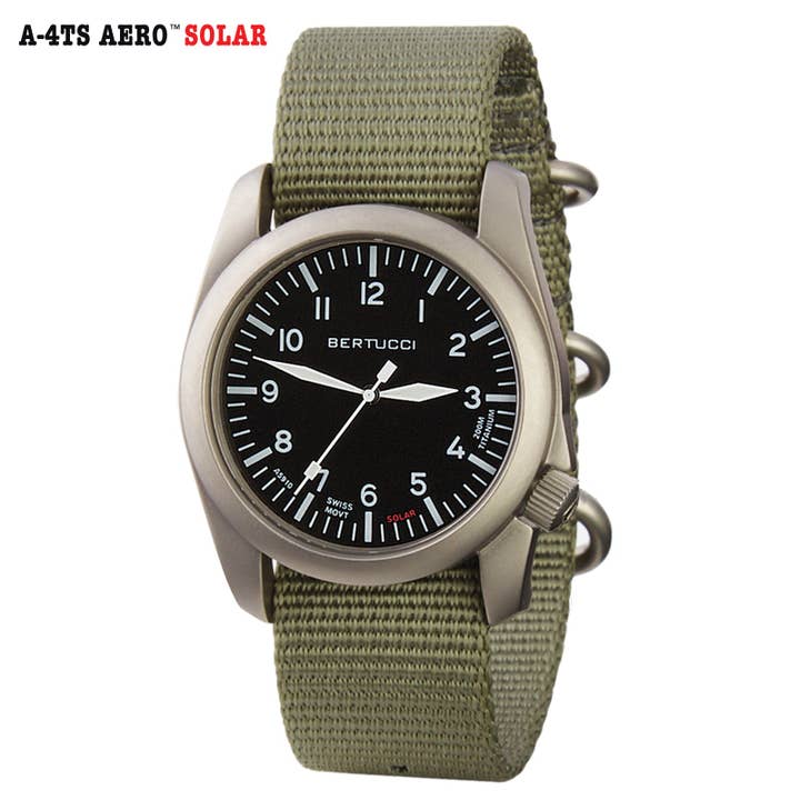 A-4TS AERO Solar Watch with Defender Drab Nylon Band for wholesale by Bertucci