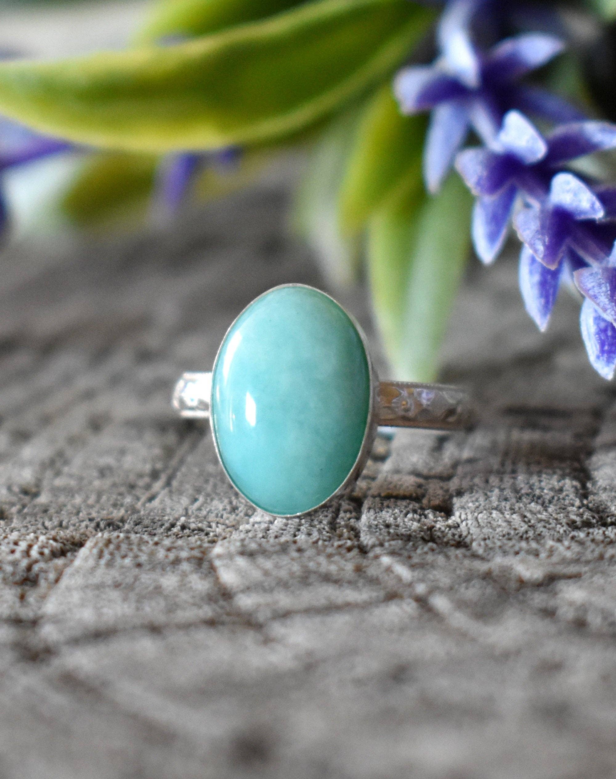 A Wild Violet – Anel de cocktail/declaração por atacado – Anel Boho Amazonite6