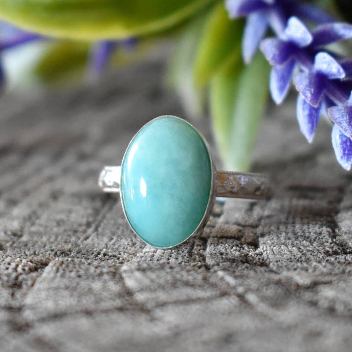 A Wild Violet – Anel de cocktail/declaração por atacado – Anel Boho Amazonite6